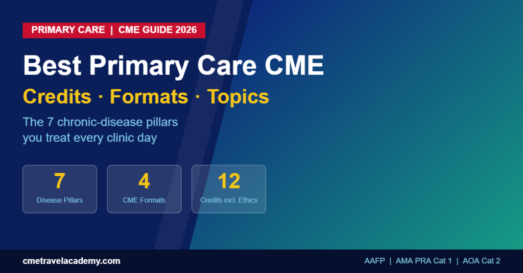 Best Primary Care CME 2026: Credits, Formats & Topics — infographic
