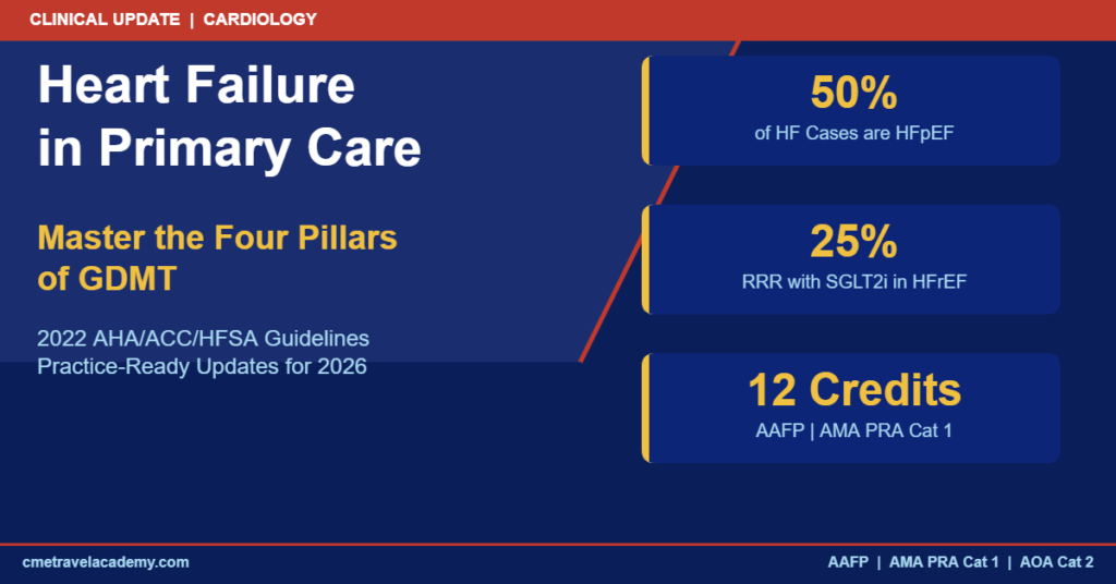 Heart Failure in Primary Care: Four Pillars of GDMT - CME Travel Academy