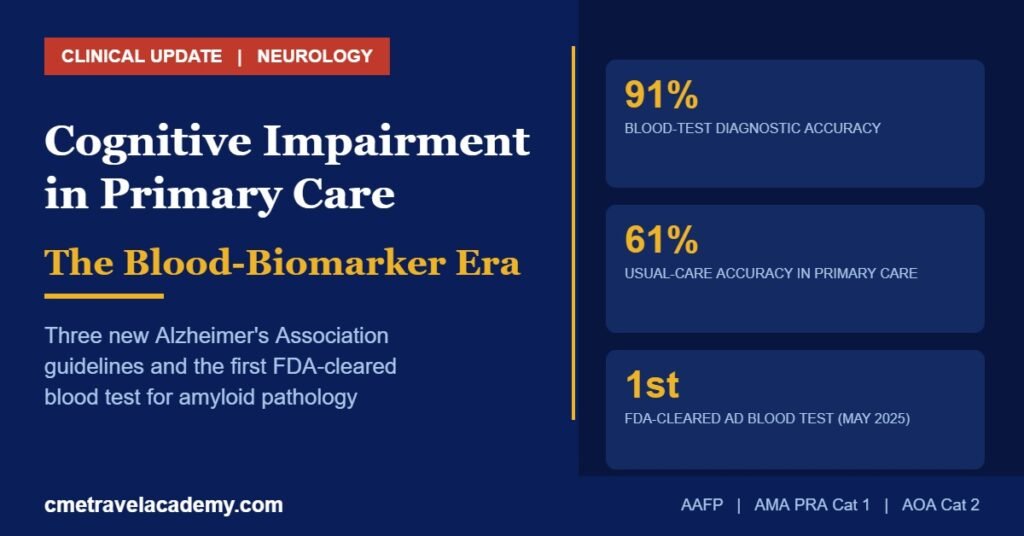 Cognitive impairment in primary care: blood biomarker diagnostic accuracy statistics for Alzheimer disease