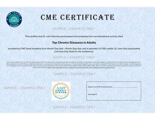 Sample CME Cruise certificate for illustration