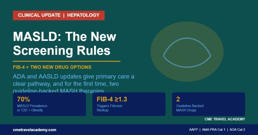 MASLD clinical update featured image: FIB-4 screening and two new MASH drug options